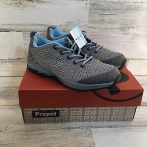 Propet Petra Hiking Shoe Womens 7.5 Light Grey Blue Waterproof NIB Outdoor NEW